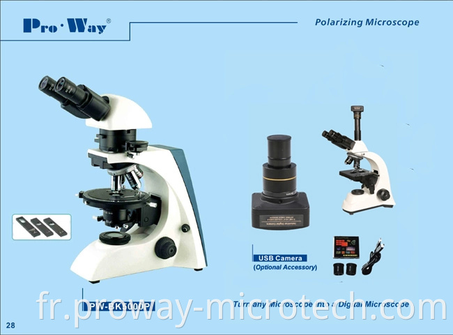 Microscope de polarisation professionnelle avec éclairage transmition (PW-BK5000P)